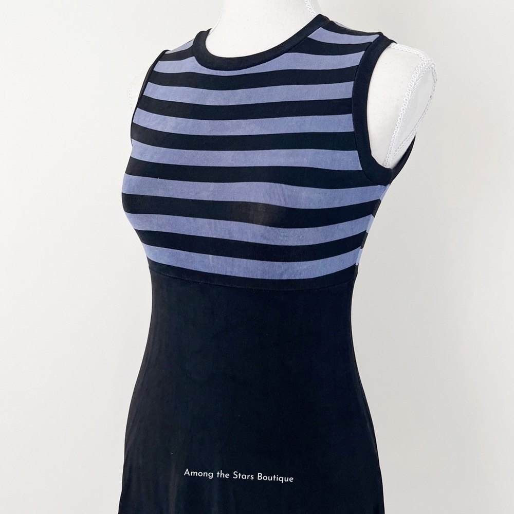 FLAWED GEM Rare Vintage 90s Jersey Knit Striped Dress Alt. ASO Rachel in Friends - Picture 11 of 14